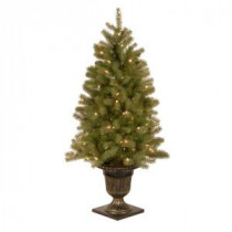 4.5 ft. Pre-Lit Downswept Douglas Fir Potted Artificial Christmas Tree with Clear Lights