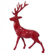 17 in. H Glazed Red Standing Reindeer
