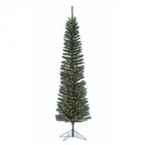 7.5 ft. Pre-Lit Narrow Pencil Fir Artificial Christmas Tree with Clear Lights