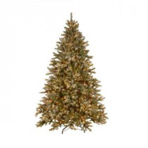 7.5 ft. Pre-Lit Snowy Pine Artificial Christmas Tree with Clear Lights and Pine Cones