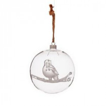 Snow Drift Collection 5 in. Glass Bird with Snow Ornament (4-Pack)