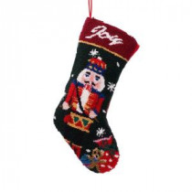 19 in. Polyester/Acrylic Hooked Christmas Stocking with Nutcracker