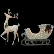 5 ft. Pre-Lit White Reindeer with Sleigh