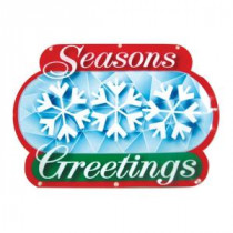 Battery-Operated 16 in. "Season&#39,s Greetings" LED Light Show Sign