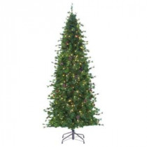 8 ft. Indoor Pre-Lit Bristle Cone Pine Slim Hinged Artificial Christmas Tree