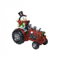 9 in. Snowman on Tractor Decor with 3 LED Lights- Color Changing