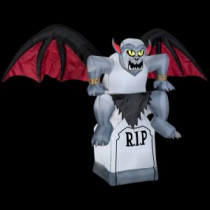 90.16 in. W x 35.43 in. D x 66.14 in. H Animated Inflatable Gargoyle on a Tombstone