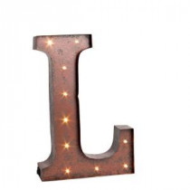 12 in. H "L" Rustic Brown Metal LED Lighted Letter