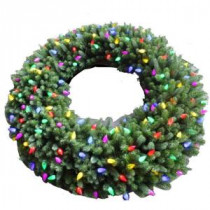 60 in. LED Pre-Lit Artificial Christmas Wreath with C9 Ceramic Multi-Color Lights