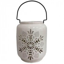 8 in. Candle Holder with White Snowflake Design