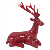 12 in. H Red Glazed Sitting Reindeer