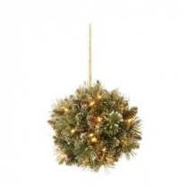 12 in. Glittery Bristle Pine Kissing Ball with Pine Cones