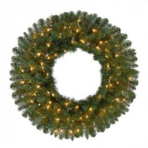 32 in. Pre-Lit Fairwood Artificial Christmas Wreath x 230 Tips with 100 UL Indoor/Outdoor Clear Lights