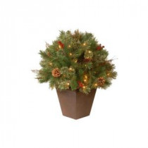 24 in. Glistening Pine Topiary Bush with 50 Clear Lights