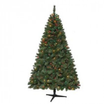 6.5 ft. Wesley Mixed Spruce Artificial Christmas Tree with 400 Multi-Color Lights