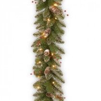 Glittery Mountain Spruce 9 ft. Garland with Clear Lights