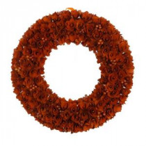 22 in. Orange Wood Curl Artificial Wreath with Berries