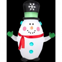 3.5 ft. H Inflatable Happy Snowman with Snowflake Top Hat