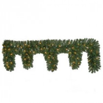6 ft. Pre-Lit Fairwood Artificial Christmas Mantle Garland with 380 Tips and 70 Clear Lights