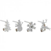 Original MantleClip Silver, Adjustable Metal Christmas Stocking Holder with Assorted Clip-On Icons (4-Pack)-BTA0404 205922202