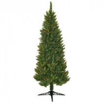 7 ft. Pre Lit Slender Spruce Artificial Christmas Tree with Multi-Colored Lights