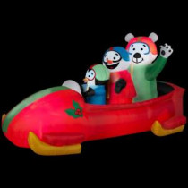 Gemmy 83.86 in. W x 37.01 in. D x 42.91 in. H Animated Inflatable Bobsled Team Penguin, Snowman and Teddy Bear-88259X 205469618