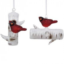 Lodge Collection 5.75 in. Cardinals on Birch Log Ornament (6-Pack)