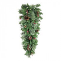 36 in. Battery Operated Syracuse Cashmere Berry Artificial Teardrop with 35 Clear LED Lights