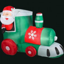 53.94 in. L x 42.13 in. W x 36.61 in. H Inflatable Santa in Train