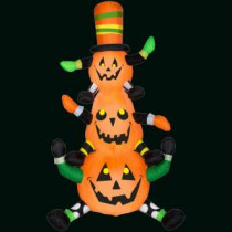 48.03 in. L x 29.92 in. W x 90.16 in. H Inflatable Animated Whimsy Pumpkin Stack
