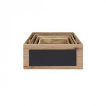 Multi-Sized Oak and Blackboard Rustic Stackable Crate Organizers (Set of 4)