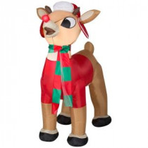 19.29 in. W x 35.43 in. D x 42.13 in. H Lighted Inflatable Rudolph with Winter Wear
