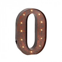 12 in. H "O" Rustic Brown Metal LED Lighted Letter