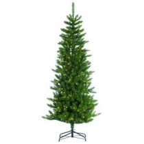 7 ft. Pre-Lit Narrow Augusta Pine Artificial Christmas Tree with Clear Lights