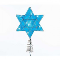 UL 10-Light LED Silver and Blue Hanukkah Star Shimmer Treetop