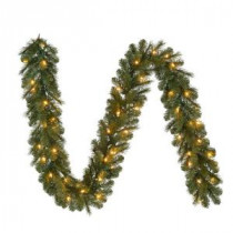 9 ft. Pre-Lit LED Wesley Pine Garland x 170 Tips with 60 UL Plug-In Indoor/Outdoor Warm White Lights