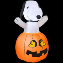 36 in. H Inflatable Snoopy in Pumpkin with Woodstock