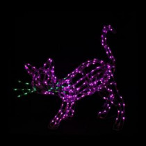 38 in. 250-Light LED Purple and Green Twinkling Cat Sculpture