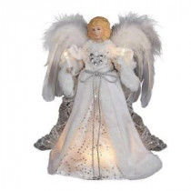 12 in. 10-Light White and Silver Angel Tree Topper