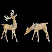 91 in. LED Lighted Standing Deer and 54 in. Doe