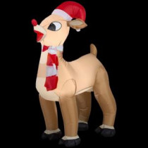 42 in. H Inflatable Standing Rudolph with Santa Hat and Scarf