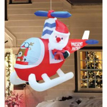 6 ft. Inflatable Hanging Animated Santa Helicopter Reindeer