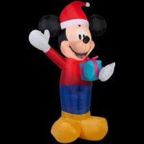 25.59 in. W x 19.69 in. D x 42.13 in. H Lighted Inflatable Mickey with Gift Box