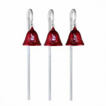44 in. Red Musical Pathway Bells with Shepherd&#39,s Hooks (Set of 3)