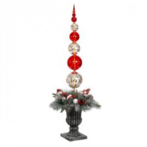5 ft. Battery Operated Plastic Ball Ornament Topiary Tree with 30 Clear LED Lights and Timer Feature