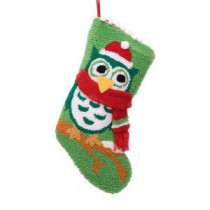 19 in. Polyester/Acrylic Hooked Christmas Stocking with Owl