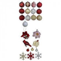 Cranberry Frost Assorted Shatter-Resistant Ornament (51-Pack)
