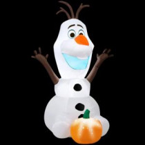 25.98 in. W x 28.35 in. D x 42.13 in. H Inflatable Olaf With Pumpkin