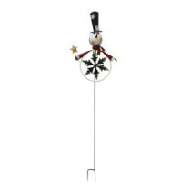 67 in. Metal Snowman with Kinetic Holly Snowflake Garden Stake