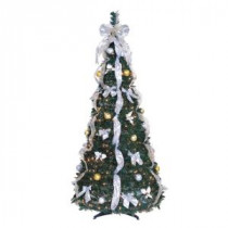 6 ft. Pre-Lit Pop-Up Artificial Christmas Tree with Ornaments